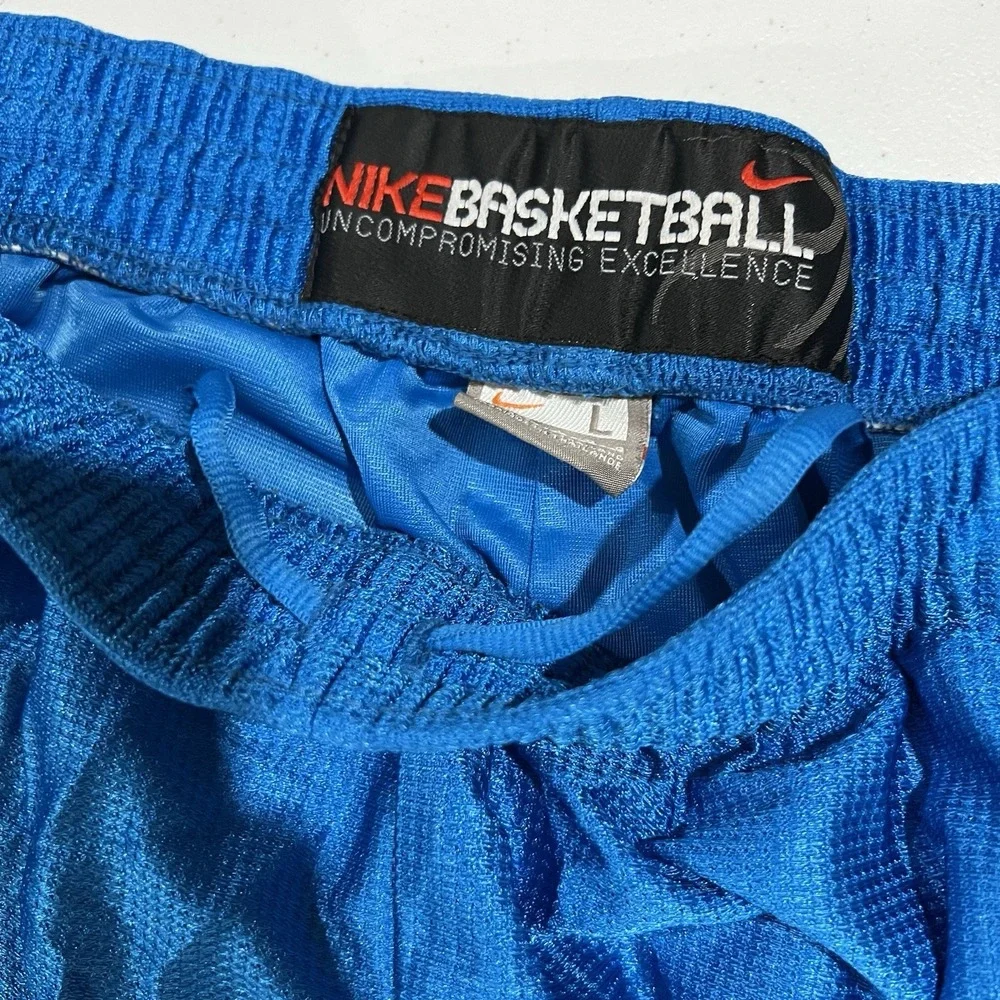 NIKE Vintage Y2K Basketball Shorts Men's Large Dazzle Shiny Silky Blue Black